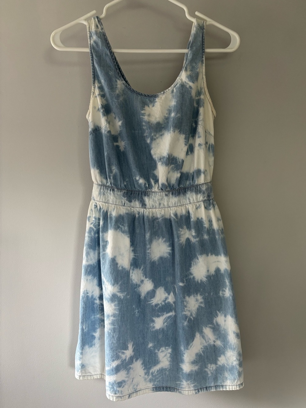 Forever 21 Light Blue Denim/White Tie-Dye Sundress